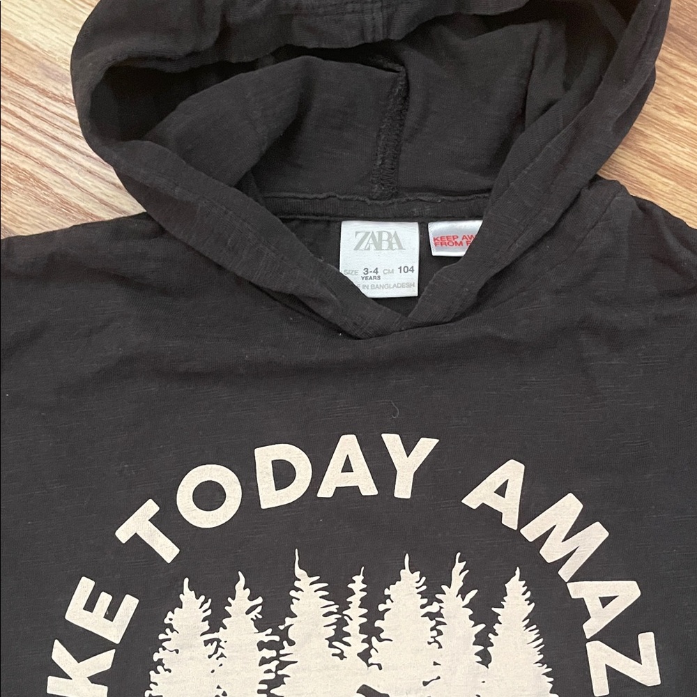Zara Hoodie Long Sleeve Graphic Shirt - Picture 2 of 3